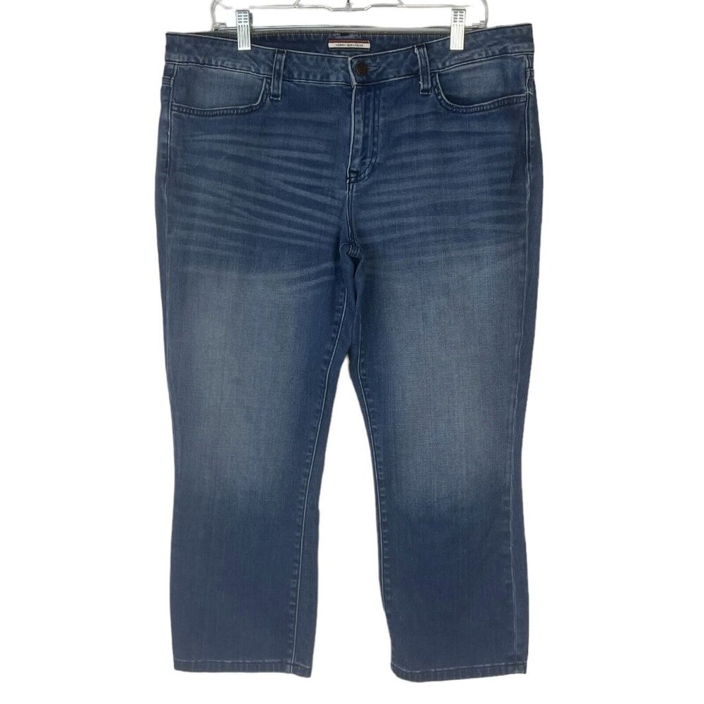 Tommy Hilfiger Cropped Jeans Denim Size 14 Blue Mid Rise Medium Wash